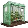 VOUNOT® Serra da Giardino a Tetto Inclinato 200x77x170 cm, Porta Avvolgibile e 2 Finestre Laterali, Copertura PE Rinforzato 135g/m² e Telaio in Acciaio per Pomodori, Orto, Fiori e Piante, Verde
