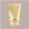 LUCGEL Sacchetto in Carta Avana Doypack con Finestra 80x140+25+25 mm 2 x 50 Pezzi