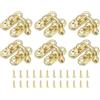 QUARKZMAN 6pz Vintage Serratura Chiavistello, 23 x 26mm Mini Chiavistello Braccio Oscillante Chiavistello Destro Gancio Chiavistello con Viti per Scatola Gioielli Valigia Cassetta, Oro