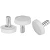 QUARKZMAN 20pz Manopole Zigrinate con Filettatura Maschio M4 x 6mm, Vite a Manopola Pomelli di Bloccaggio con Maniglia in Plastica e Asta Filettata, Bianco