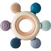 Arudyo Massaggiagengive in silicone senza BPA giocattolo massaggiagengive baby remo massaggiagengive dentizione accessorio per l'allattamento con anello in legno (Grigio)