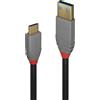Lindy 36913 LINDY USB 3.2 Typ A e C Kabel, 5A PD, Linea Anthra 2m