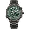 Citizen AT8304-57W Eco-Drive H800 - Orologio da uomo controllato via radio, in acciaio inossidabile, colore grigio, cronografo, quadrante verde, 20 ATM