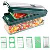 Genius Nicer Dicer Exclusive - Affettatrice per verdure, 15 pezzi, taglia cubi + set di 4 inserti + grattugia grossa e affettatrice + contenitore di raccolta da 2500 ml, verde