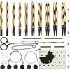 KnitPro Cherie Set di Ferri Circolari Intercambiabili - 10 Misure 3.0-8.0mm - Ferri in Legno di Betulla con 4 Cavi Girevoli e Accessori - Custodia a Pois