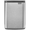 Brabantia Pattumiera Bo 7L - Piccolo ed elegante - Apertura e chiusura soft - Igienico e poco ingombrante - appendibile a parete - Per bagno, toilette, camera da letto - Matt Steel FPP