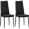 HOMCOM Set di 2 Sedie da Pranzo Moderne con Schienale Alto in Finta Pelle e Acciaio, 41x50x97 cm, Nero | Aosom Italy