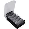 TimeTEX - Cassetta per schede in plastica resistente, A8, semitrasparente con coperchio retrattile, metodo di apprendimento a 5 scomparti, 20 x 9 x 6,5 cm, colore: nero