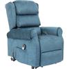 POLTRONE ITALIA Poltrona Relax Elettrica Zero Gravity 2 motori reclinazione indipendente schienale pediera Roller Carrello retrattile per spostamento utente Detraibile 19% velluto alzapersona Blu