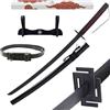 Hashiman Katana Bleach - Vera Manga Sciabola + Porta Spada di Legno + Cintura - Catana Giapponese Decorazione Cosplay Giocattolo Bambini Adulti Gioco Costumi (Ichigo Kurosaki Bankai Tensa Zangetsu)