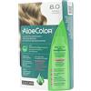 zuccari Aloecolor 8,0 biondo chiaro tinta permanente capelli colore ad alta pigmentazione 50 ml + rivelatore aloeossigenata 75 ml + shampoo aloecare 15 ml + guanti