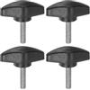 QUARKZMAN 4 pomelli a T in plastica M5 x 20 mm con filettatura maschio standard, maniglie a T, manopole di serraggio a mano, viti a pollice, nero