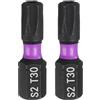 QUARKZMAN 2Pz TT30 Inserti per Avvitatore Torx 1/4 Gambo Esagonale 25mm/1 Lunghezza Punte per Cacciavite Magnetico 6 Punte Esagonali a Stella in Acciaio S2 con Foro per Trapano Elettrico