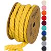 Halbach Seidenbänder Cordoncino di cotone riciclato, larghezza 10 mm/lunghezza 4 metri, filato di cotone sostenibile per macramè, corda naturale per fai da te, colore: giallo miele