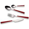 ECHTWERK Set di posate Basic con manici in plastica, posate da campeggio, posate da picnic, posate da viaggio leggere, 24 pezzi, fino a 6 persone, acciaio inox 18/0, rosso