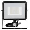 V-TAC Faro LED Chip Samsung 50W con Sensore di Movimento e Crepuscolare e Interruttore Manuale di Bloccaggio Colore Nero 6400K IP65