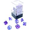Cartemagic Set di mini dadi per RPG Chessex Nebula Nocturnal blue Luminary 7 pezzi