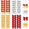 TUPARKA 48 Pezzi Nastro Natalizio Fiocchi Ornamenti Albero di Natale Bowknot Decorazione Regali di Natale Regali Wrapping Craft Supplies (4 Colori)