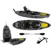 Big Mama Kayak canoa fishing a Pedali divisibile Big Mama Triken 330 Live S, con ruote e vasca del vivo + ecoscandaglio Garmin Striker Vivid 5 + kit braccetto display SCAFO NERO/GRIGIO - GIALLO