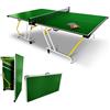 Urban Play Ping pong trasportabile in valigia, da interno, richiudibile con ruote, racchette e palline colore verde