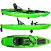BIG MAMA KAYAK A PEDALI TRIKEN 330 - CANOA MONOPOSTO FISHING CON 4 PORTACANNE, 2 GAVONI, TIMONE, SISTEMA DI PEDALI, SEDILE RIALZATO, 11 BARRE DI SCORRIMENTO ver. scafo verde