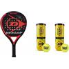 DUNLOP PROMO Pack Racchetta Padel Rocket Red Dunlop Cod.623966 + 2 Tubi Palline (6 Pz) Cod.601385