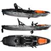 BIG MAMA KAYAK A PEDALI TRIKEN 330 - CANOA MONOPOSTO FISHING CON 4 PORTACANNE, 2 GAVONI, TIMONE, SISTEMA DI PEDALI, SEDILE RIALZATO, 11 BARRE DI SCORRIMENTO ver. coperchio arancio