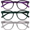 OPULIZE Blu - Occhiali da Lettura Filtro Luce Blu Montatura Tonda Fashion Cerniere a Molla Migliorano il Sonno Gaming Computer Anti Riflesso Ghiaccio Uomo Donna B5-C +2.50