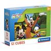 Clementoni Puzzle Bambini - Mickey Mouse Club House, Puzzle con 12 Cubi, Gioco Educativo Bambini 3+ Anni, Stimola Capacità Di Osservazione e Manualità, Made In Italy, 41348