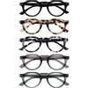 OPULIZE RIO Set da 5 Occhiali da Lettura Anti Luce Blu - Montatura Bordo Superiore Piatto - Nero, Marrone, Blu Maculato, Verde, Grigio - BBBBB53-12367 - +1.00