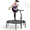 VEVOR Mini Trampolino per Fitness Esercizi da Interno 1385 mm, Trampolino Elastico Carico max 205 kg Altezza Regolabile a 3 Livelli con Maniglia in Schiuma per Esercizi Allenamento Salto per Adulti