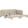 vidaXL Letto da giorno allungabile crema 100x200 cm tessuto