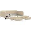vidaXL Lettino allungabile con cassetti crema 100x200 cm in tessuto