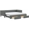 vidaXL Letto da giorno allungabile con cassetti grigio scuro 90x190 cm tessuto