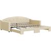 vidaXL Letto da giorno allungabile crema 100x200 cm tessuto