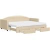 vidaXL Lettino allungabile con cassetti crema 80x200 cm in tessuto