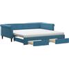vidaXL Letto da giorno allungabile con cassetti blu 100x200 cm in velluto