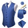 Hi-Tie - Gilet da uomo in seta, con motivo paisley, per cerimonie nuziali e affari, con cravatta, fazzoletto da taschino e tasca quadrata, M