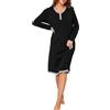 Wikoan Camicia da Notte Donna Invernale da Donna Lunga Camicia da Notte Morbida Scollo Rotondo e Bottoni,Nero,L