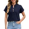 UMIPUBO Camicia Donna Estiva Manica Corta Scollo a V Pulsanti Camicette con Tasca Comoda Elegante Magliette Tunika Casual Estivi Blusa Lavoro Maglia Shirts Classico Top Tees (Bianco, XXL)