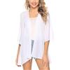 Irevial Cardigan Donna Chiffon Copricostume Mare Estiva Blusa a Maniche 3/4 Cover Up Casual da Spiaggia Traspirante Bianco XL