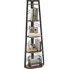 DWVO Scaffale angolare a 5 ripiani, libreria angolare con telaio in metallo, libreria industriale a scala da pavimento, scaffale alto per soggiorno, cucina, camera da letto, mensole rustiche marrone