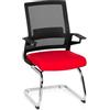 HJH Office 732080 Sedia Cantilever con Braccioli INVENTOR V Poltroncina a Sbalzo con Schienale in Tela Traspirante, Per Sale Attesa E Conferenze, Tessuto Nero/Rosso
