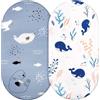 Aolso Set Lenzuola Culla 2 Pezzi, Lettino 100% Cotone Carrozzina Neonato, per culle con sbarre e letto singolo bambino 84x41cm-Blue Whale/Seal