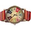 Asixxsix Orologi da donna della moda, orologio hippie multi colore fatto a mano con cinghia in pelle in pelle orologio da polso in stile bohémien per donna festa di compleanno da donna (Rosso)