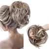 SEGO Chignon Capelli Finti Elastico Toupet Coda di Cavallo Extension Ricci Mossi Ondulati Parrucchino Hair Bun Scrunchie Updo Fermacoda 80g - Castano Chiaro mix Biondo Chiarissimo