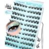Obeyalash Fox Eye Ciglia Ciuffetti Autoadesive Press e Go Ciglia Senza Colla Extension Pre Glue Cateyes Cluster Lashes con Pinzette (M1-Press e Go)