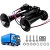 PLLYPE Clacson per camion 12V, 150DB clacson ad aria, clacson ad aria compressa a 2 trombe con compressore, kit clacson ad aria compressa super potente, clacson ad aria a 2 trombe in cromo e zinco per