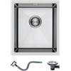 KINKIBOS Lavello da cucina in acciaio inox 304, 40 x 45 cm, piccolo lavello in acciaio inox con troppopieno (senza foro per rubinetto), 1 bacino rettangolare, lavello da cucina per 45 cm