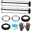 Junhonze 2 Pezzi Tubo Scarico Lavandino - Scarico Lavandino Bagno - Tubo Prolunga Sifone Acciaio Inox, Adatto Per Lavabo Da Bagno, Accessori Per Drenaggio Lavello Da Cucina
